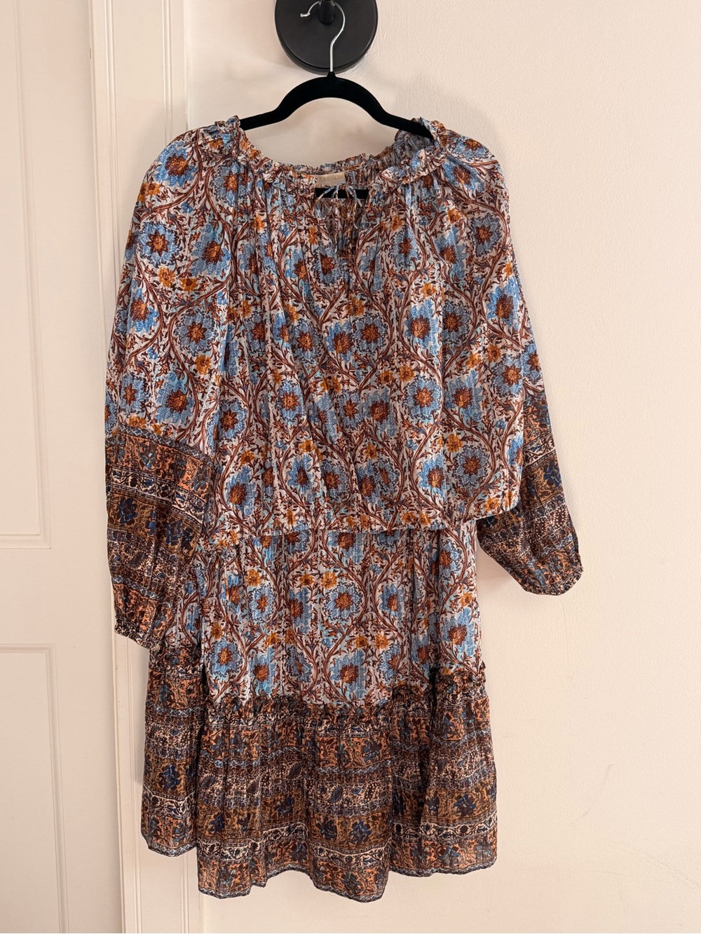 Ulla Johnson Boho Floral Top and Skirt in Blue and Brown